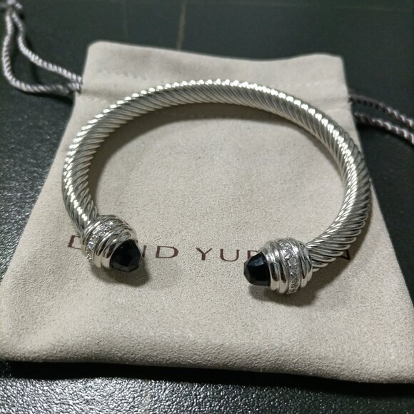 David Yurman Cable Classics Color Bracelet with Black Onyx and Pavé Diamonds,7mm